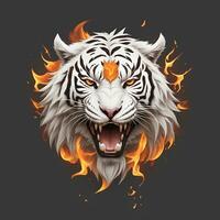 brand vit tiger huvud maskot, för t-shirts, banderoller och esports spel logotyper, etc. ai genererad foto