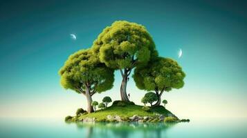 ekologi begrepp med grön träd och moln foto