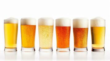 glasögon av öl på vit bakgrund. generativ ai foto
