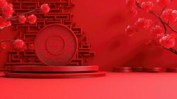 röd kinesisk lunar ny år bakgrund ai genererad foto