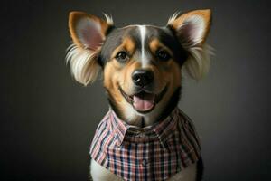 söt hund bär skjorta. ai generativ proffs Foto