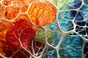 hög upplösning stänga upp av växt cell strukturer i levande färger foto