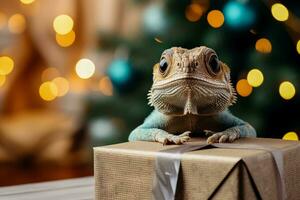 exotisk sällskapsdjur jul gåvor i minimalistisk stil bakgrund med tömma Plats för text foto