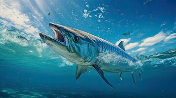 porträtt barracuda fisk i de hav ai generativ foto