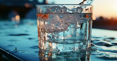 glas av vatten varelse fylld med vatten. skapas med generativ ai foto