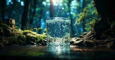 glas av vatten varelse fylld med vatten. skapas med generativ ai foto