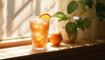 traditionell vietnamese orange iced dryck ai genererad foto