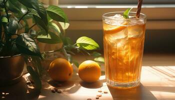 traditionell vietnamese orange iced dryck ai genererad foto