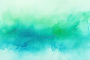 abstrakt färgrik vattenfärg för bakgrund. digital konst målning. textur papper, blå grön vattenfärg måla stänk eller fläck bakgrund med frans blöda tvätta, ai genererad foto