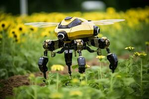 robot bin tekniskt Avancerad pollinatorer återupplivande lantbruk i verkan foto