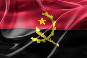 angola flagga - realistiskt viftande tygflagga foto