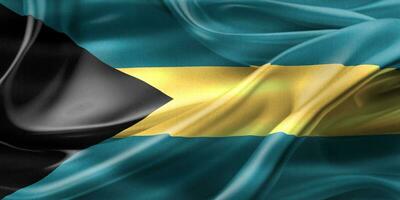Bahamas flagga - realistiskt viftande tygflagga foto