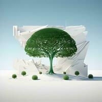 ekologisk baner. grön träd i minimalism. hög upplösning. ai generativ foto