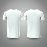t-shirt mockup. vit 3d tom t-shirt främre och tillbaka. hög kvalitet. ai generativ foto