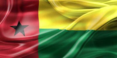 Guinea-Bissaus flagga - realistisk viftande tygflagga foto