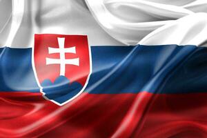 3D-illustration av en slovakisk flagga - realistiskt viftande tygflagga foto