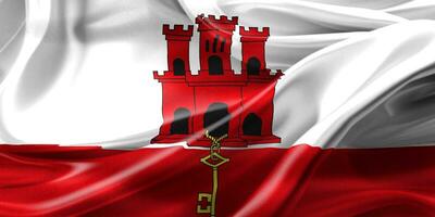 gibraltarflagga - realistiskt viftande tygflagga foto