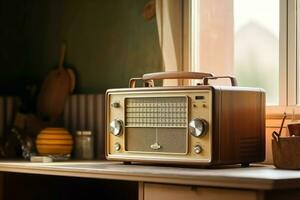 årgång radio retro audio. generera ai foto