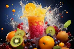 frukt krusning juice. generera ai foto