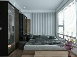 skapande en luxe och elegant sovrum design 3d tolkning foto