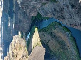 landskap canyon vyer vid palouse falls washington före solnedgången foto