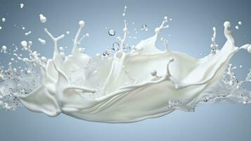 vit mjölk Vinka stänk med stänker och droppar generativ ai foto