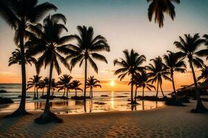 de Sol uppsättningar på de strand i punta cana. ai-genererad foto