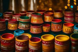 färgrik indisk bröllop dekorationer. ai-genererad foto