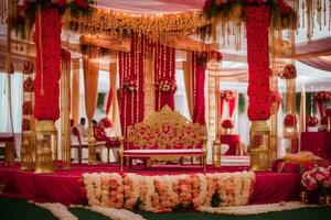bröllop dekor idéer för indisk bröllop. ai-genererad foto