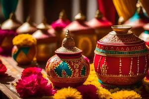 indisk bröllop dekor idéer. ai-genererad foto