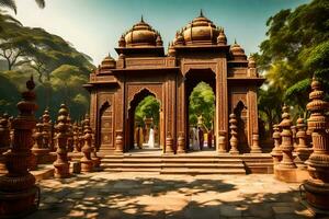 de ingång till en tempel i Indien. ai-genererad foto