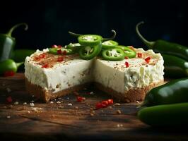 chili peppar och gurka cheesecake ytterst detaljerad generativ ai foto