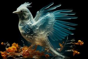 detaljerad x stråle bild visa upp invecklad fågel skelett- strukturera foto