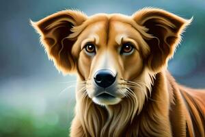 en målning av en hund med stor ögon. ai-genererad foto