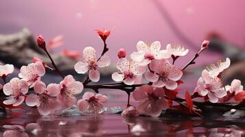 rosa plommon persika körsbär blomma bakgrund tapet illustration generativ ai foto