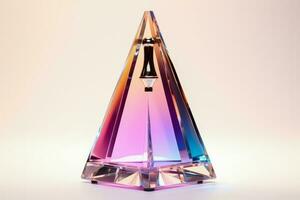 elegant kristall tabell lampa reflekterande prisma tycka om färger isolerat på en vit bakgrund foto