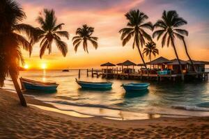 de solnedgång i de Karibien. ai-genererad foto