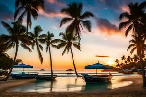 solnedgång på de strand i dominica. ai-genererad foto