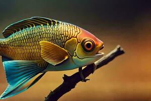 en fisk med ljus färger på dess kropp. ai-genererad foto