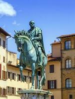 cosimo medici's staty på de piazza della signoria förbi giambologna i Florens, Italien. foto