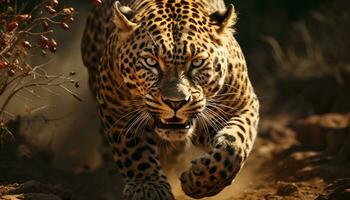 majestätisk tiger gående i de vild, stirrande med intensiv skönhet genererad förbi ai foto