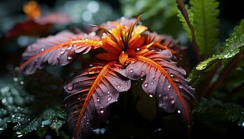 natur skönhet i höst våt löv, vibrerande färger, och färsk dagg genererad förbi ai foto