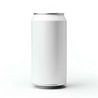 330 ml aluminium dryck soda kan isolerat på vit bakgrund. aluminium öl kan 330 ml med trim., generativ ai innehåll, foto