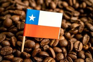 chile flagga på kaffe böna, importera exportera handel uppkopplad handel begrepp. foto