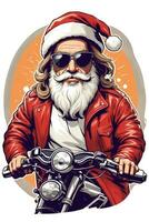 santa claus på en motorcykel jul grafik foto