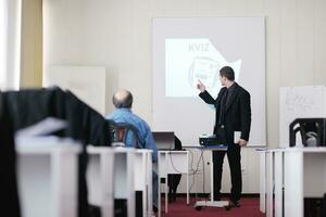 affärsman på seminarium foto