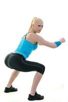 fitness och träning med blond kvinna foto