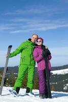 par vinter- åka skidor foto