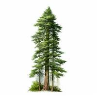 realistisk grön sequoia högsta träd i de värld på en vit bakgrund, USA symbol - ai genererad bild foto