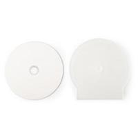 realistisk vit cd med lådomslagsmall isolerad på vitt foto